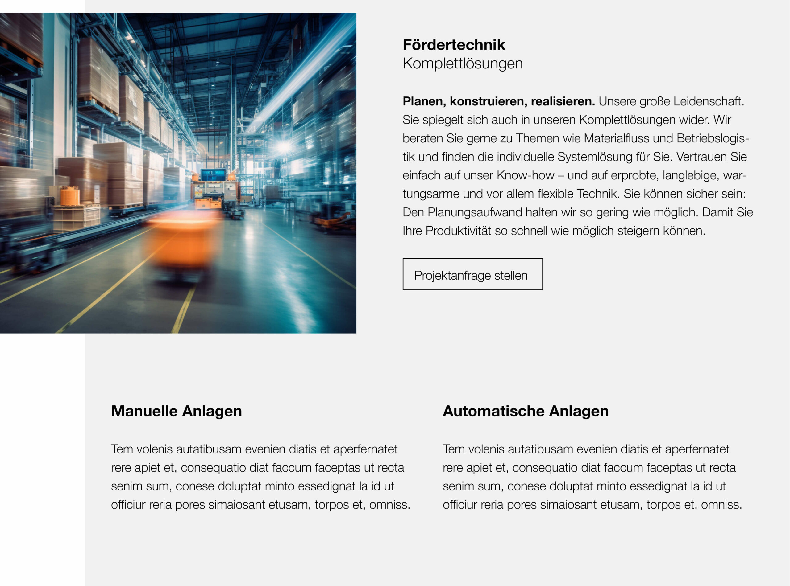 Screenshot der Budde Website mit Infoboxen, Text und Bild