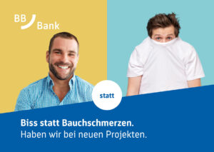 Banner der BBBank, Mitarbeiterkampagne im Querformat