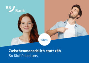 Banner der BBBank, Mitarbeiterkampagne im Querformat