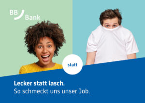 Banner der BBBank, Mitarbeiterkampagne im Querformat